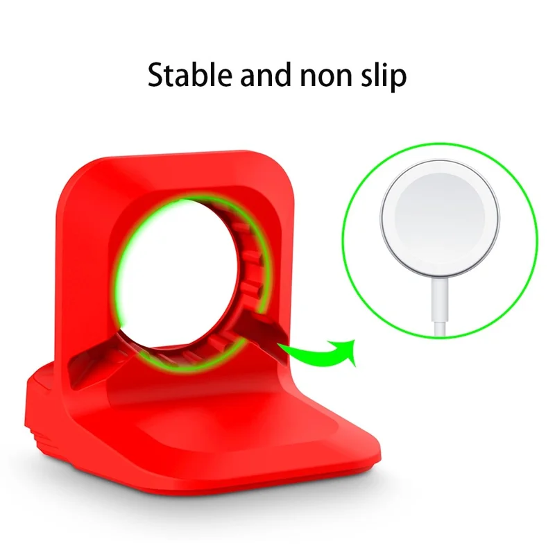 A040 For Apple Watch Silicone Charger Holder Desktop Smart Watch Charging Stand Base - Red