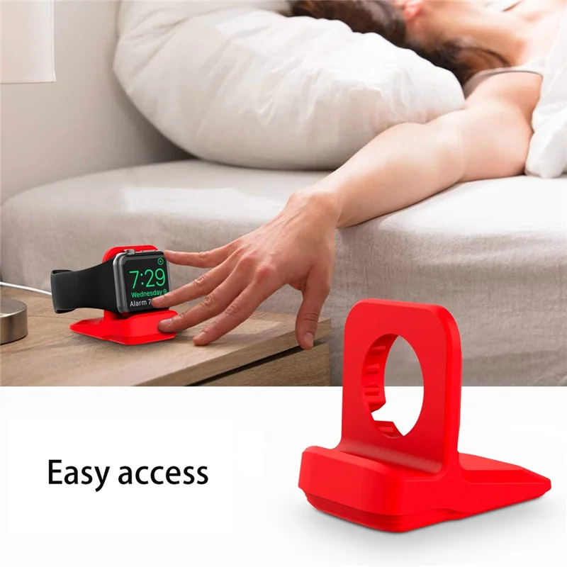 A040 For Apple Watch Silicone Charger Holder Desktop Smart Watch Charging Stand Base - Red