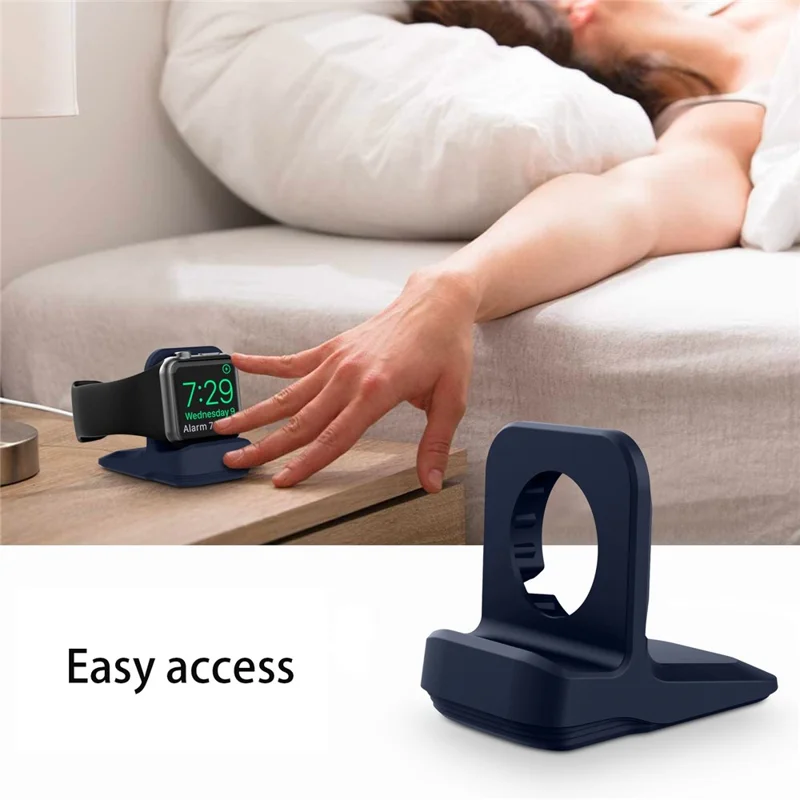 A040 For Apple Watch Silicone Charger Holder Desktop Smart Watch Charging Stand Base - Midnight Blue