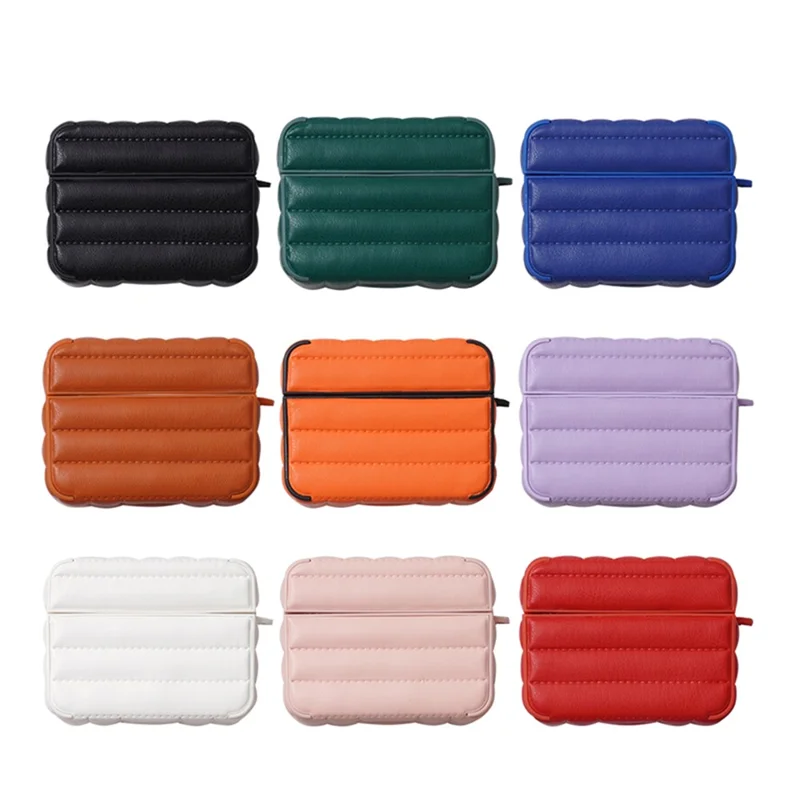 For Apple AirPods Pro PU Leather Coated TPU Earphone Case Anti-scratch Anti-drop Protective Charging Cover - Blue