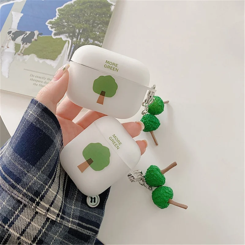 جراب أذن على شكل شجرة لسماعات Apple AirPods Pro، غطاء واقي ناعم من مادة TPU غير لامع مقاوم للبصمات مع شكل شجرة معلقة