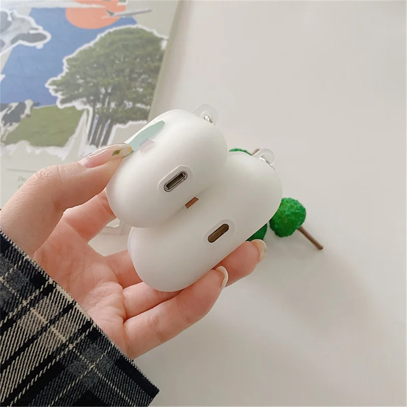 جراب أذن على شكل شجرة لسماعات Apple AirPods Pro، غطاء واقي ناعم من مادة TPU غير لامع مقاوم للبصمات مع شكل شجرة معلقة