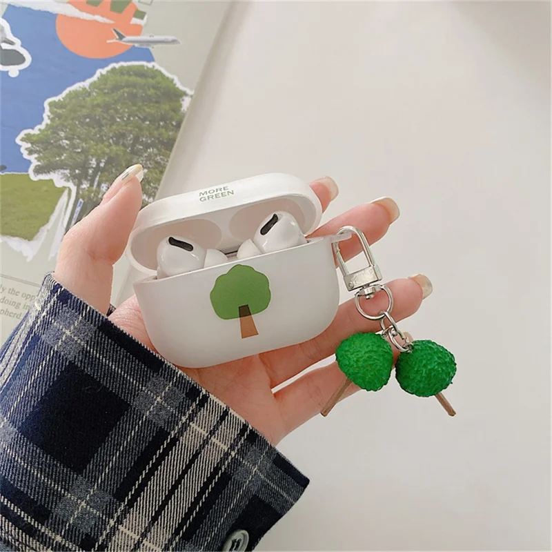 جراب أذن على شكل شجرة لسماعات Apple AirPods Pro، غطاء واقي ناعم من مادة TPU غير لامع مقاوم للبصمات مع شكل شجرة معلقة