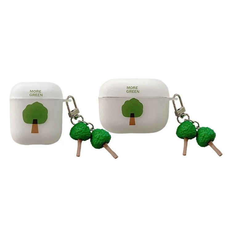 Für Apple Airpods Mit Ladekoffer (2016)/(2019)/AirPods Mit Drahtloser Ladekoffer (2019) Baummuster Matt Matte Earphone Case Anti-Schock Soft TPU-Schutzabdeckung Mit Anhänger