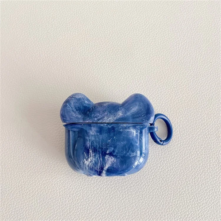 Para Apple AirPods Pro Mármore Padrão Urso Cabeça da Cabeça Elegante TPU Macio Topa de Enounte - Azul