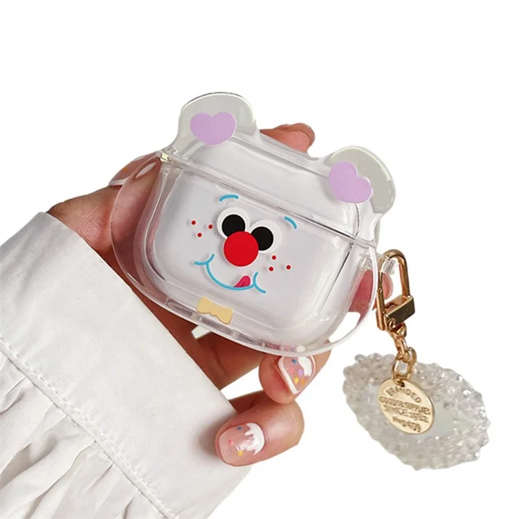 Para Apple AirPods Pro Cute Chefe Cabeça Padrão Transparente TPU TPU Caixa de Ouvido à Prova de Choque de Choque Com Pingente de Coração