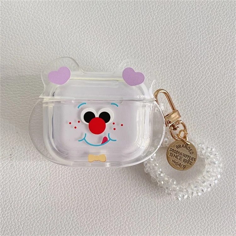 Para Apple AirPods Pro Cute Chefe Cabeça Padrão Transparente TPU TPU Caixa de Ouvido à Prova de Choque de Choque Com Pingente de Coração
