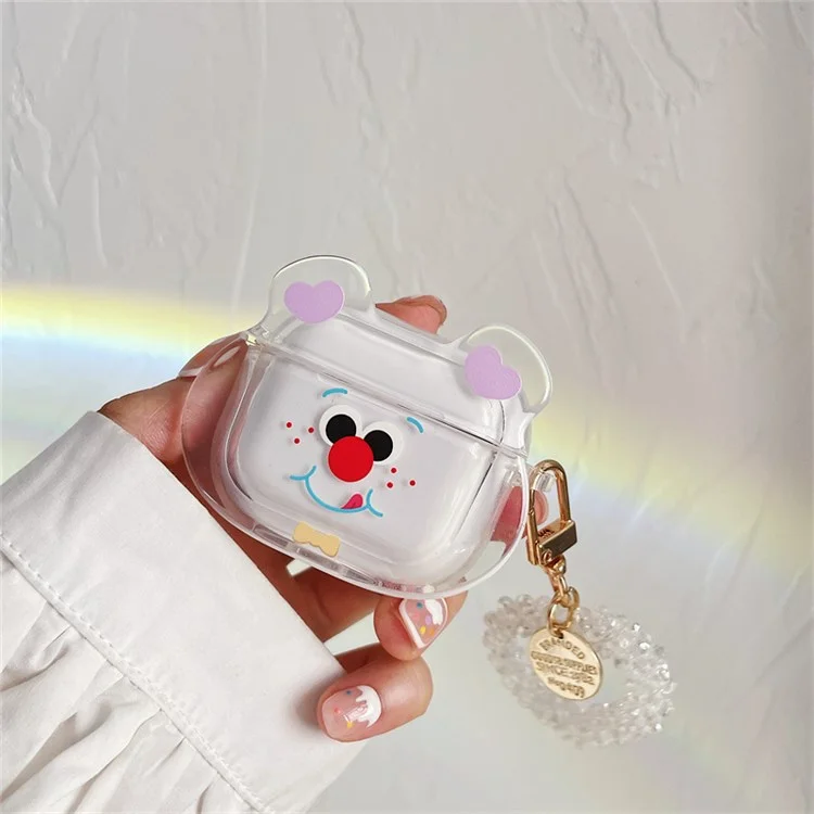Para Apple AirPods Pro Cute Chefe Cabeça Padrão Transparente TPU TPU Caixa de Ouvido à Prova de Choque de Choque Com Pingente de Coração