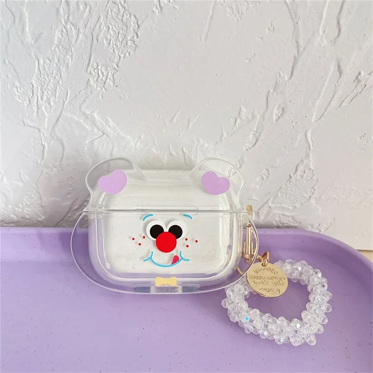 Para Apple AirPods Pro Cute Chefe Cabeça Padrão Transparente TPU TPU Caixa de Ouvido à Prova de Choque de Choque Com Pingente de Coração