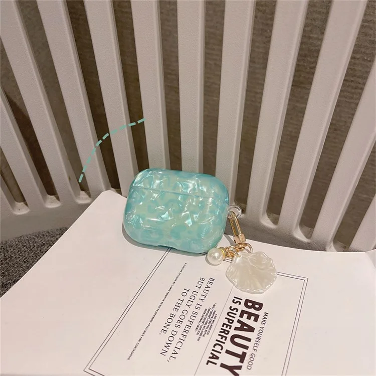 Para Apple AirPods Pro Fashionable Shell Grain Bluetooth Earphone TPU Case Shell Pearl Pendant Design Protective Cover