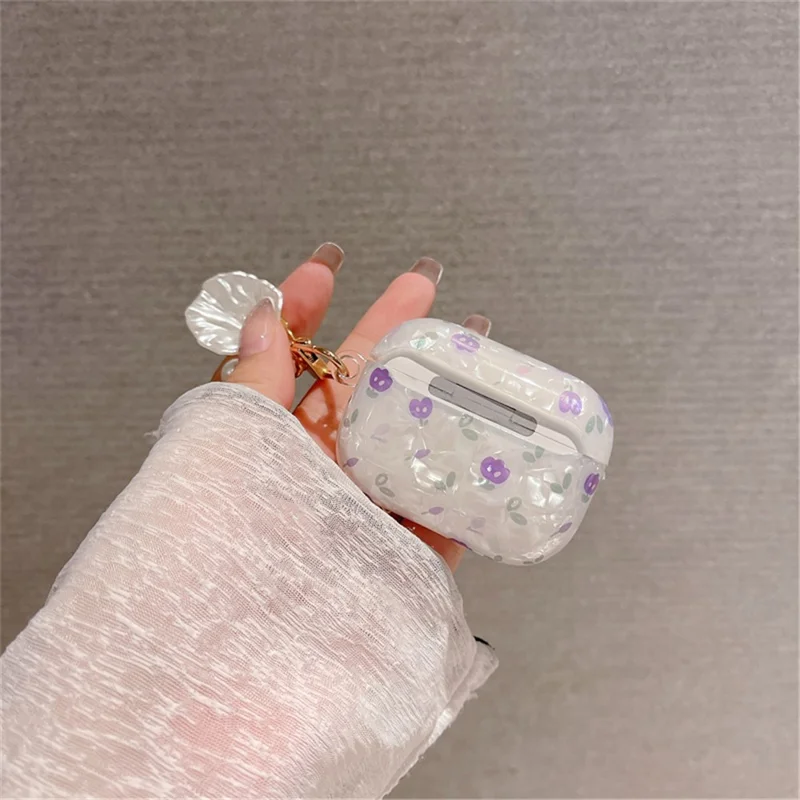 Tulip Shell Schutzhülle für Apple AirPods Pro, TPU-Hülle mit Muschelanhänger für Bluetooth-kompatible Ohrhörer