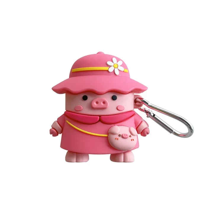 Para Apple AirPods Con Carcasa (2016)/(2019)/AirPods Con Caja de Carga Inalámbrica (2019) Piggy Con Diseño de Sombrero Caja de Carga de Caja de Carga de Silicona Auricular Con Gancho Con Gancho