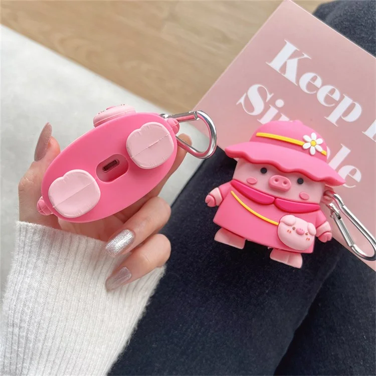Para Apple AirPods Con Carcasa (2016)/(2019)/AirPods Con Caja de Carga Inalámbrica (2019) Piggy Con Diseño de Sombrero Caja de Carga de Caja de Carga de Silicona Auricular Con Gancho Con Gancho