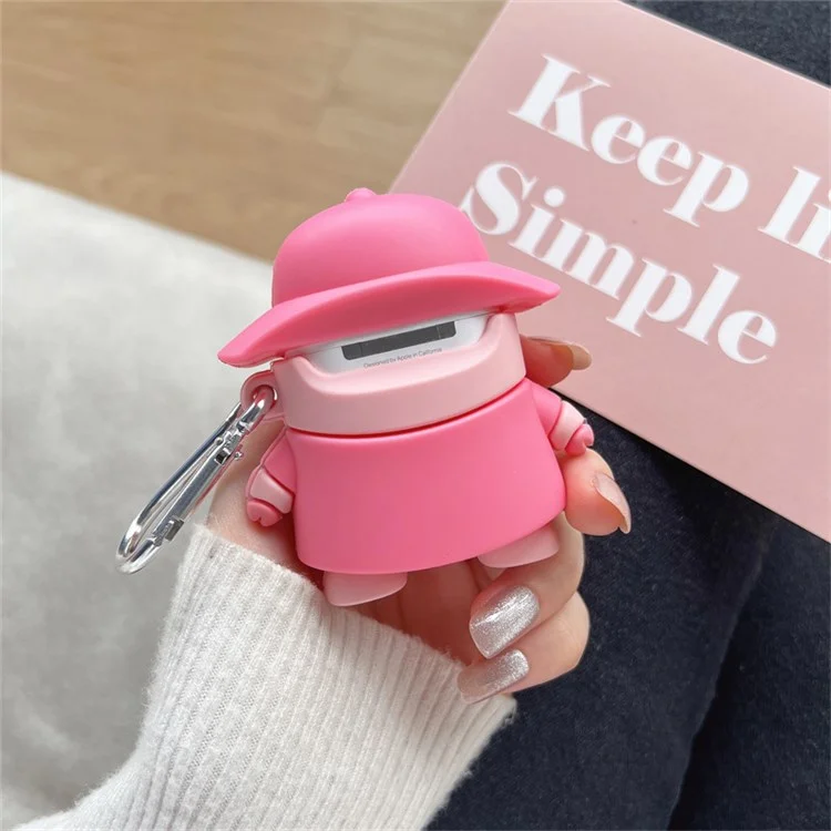Para Apple AirPods Con Carcasa (2016)/(2019)/AirPods Con Caja de Carga Inalámbrica (2019) Piggy Con Diseño de Sombrero Caja de Carga de Caja de Carga de Silicona Auricular Con Gancho Con Gancho