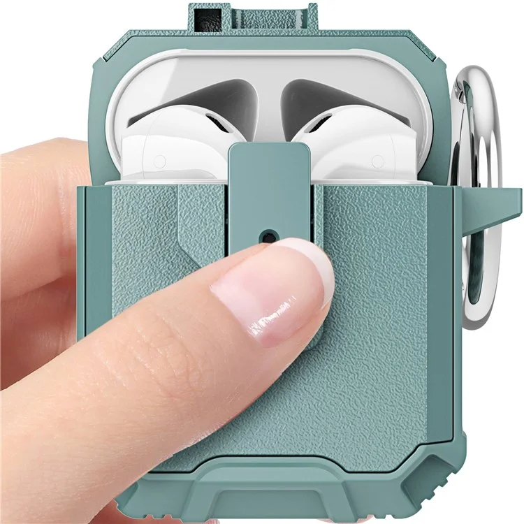 Für Apple AirPods Mit Ladekoffer (2016)/(2019)/AirPods Mit Drahtloser Ladekoffer (2019) Earphone Case Soft TPU+PC -schutzabdeckung - Grau Grün