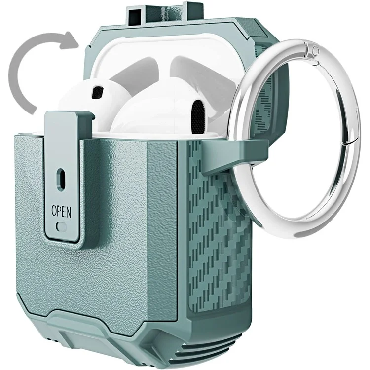 Für Apple AirPods Mit Ladekoffer (2016)/(2019)/AirPods Mit Drahtloser Ladekoffer (2019) Earphone Case Soft TPU+PC -schutzabdeckung - Grau Grün
