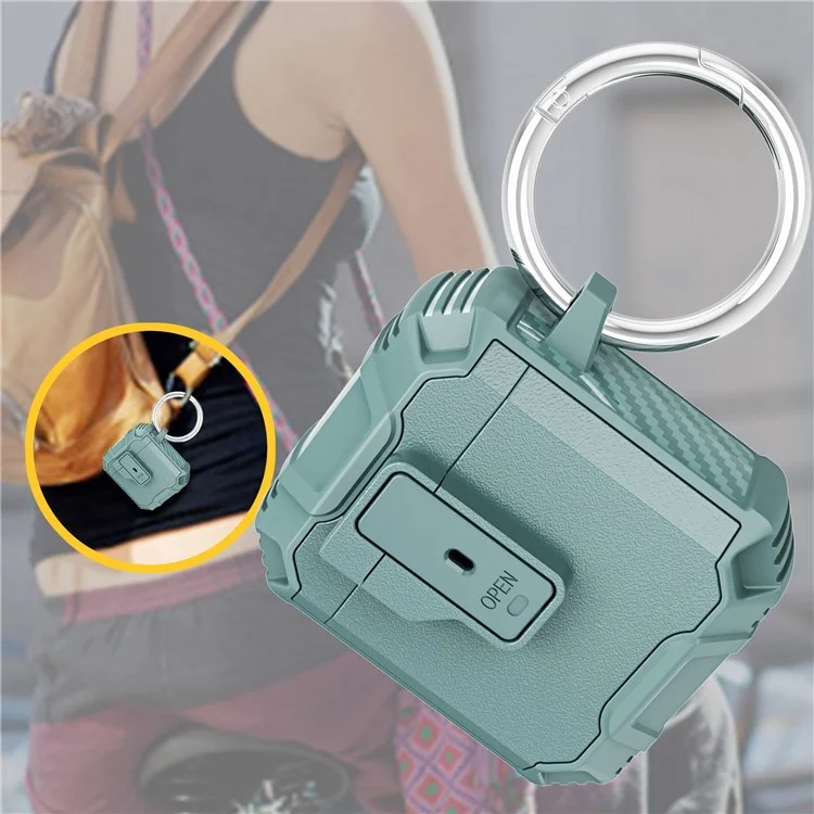 Für Apple AirPods Mit Ladekoffer (2016)/(2019)/AirPods Mit Drahtloser Ladekoffer (2019) Earphone Case Soft TPU+PC -schutzabdeckung - Grau Grün