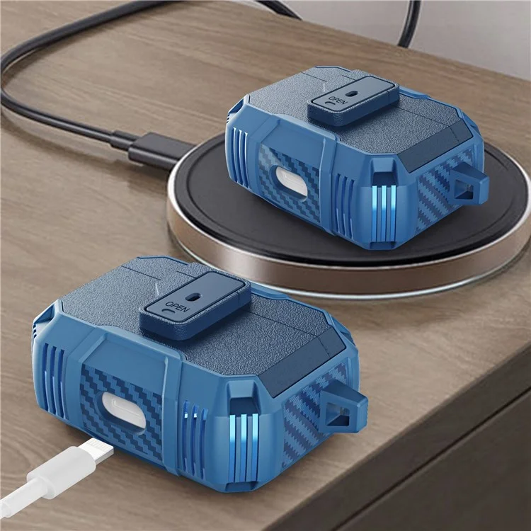 Ohrhörerladekofferabdeckung Für Apple Airpods Pro Headset Protector Soft TPU+PC Schockdichte Hülle - Saphir