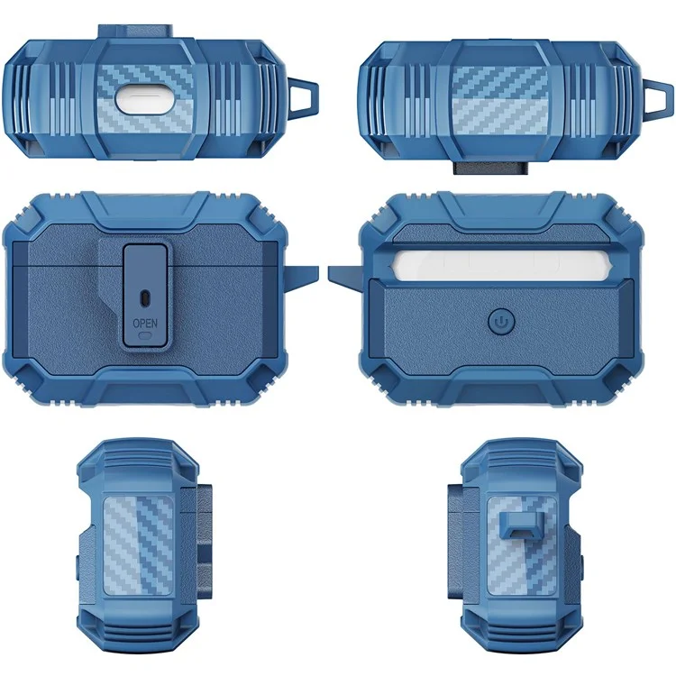 Ohrhörerladekofferabdeckung Für Apple Airpods Pro Headset Protector Soft TPU+PC Schockdichte Hülle - Saphir