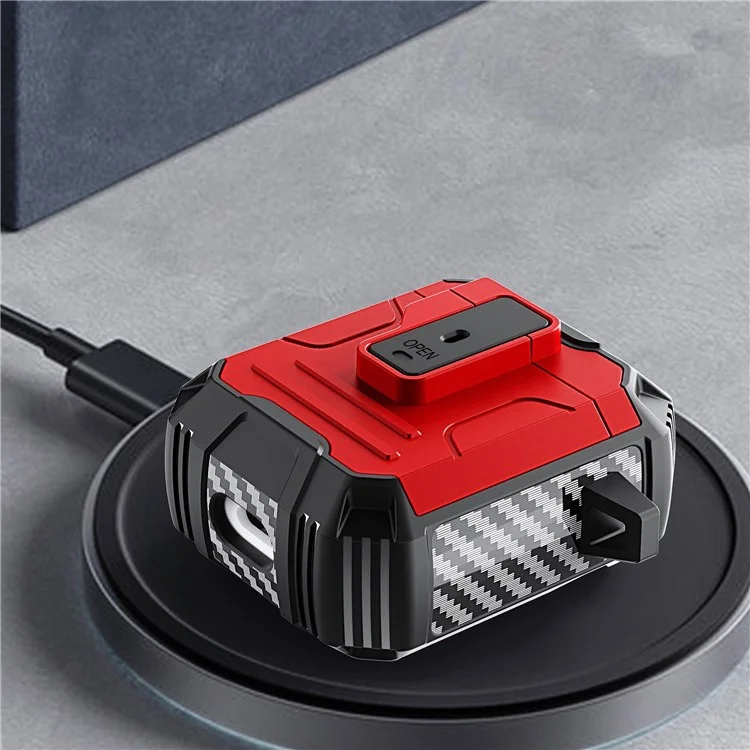 Per Apple AirPods With Charging Case (2016)/(2019)/AirPods With Wireless Charging Case (2019) Pc+case di Auricolare in Silicone Shell One-button Easy Apertura Lid - Rosso