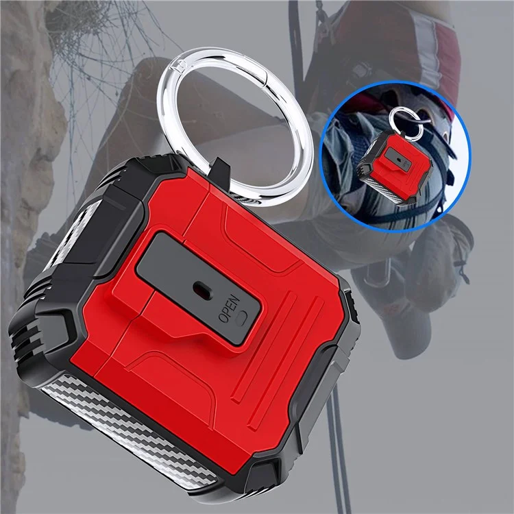 Per Apple AirPods With Charging Case (2016)/(2019)/AirPods With Wireless Charging Case (2019) Pc+case di Auricolare in Silicone Shell One-button Easy Apertura Lid - Rosso