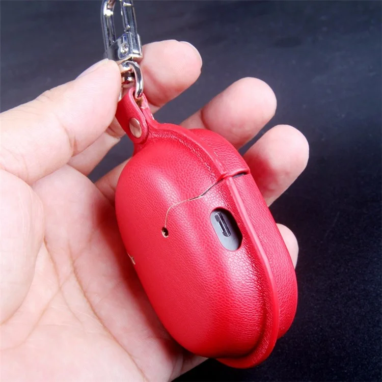 Для Зарядки Xioami Redmi Airdots Coard Cover Anti-dop Hearset Защитный Кожаный Корпус с Крючком - Красный