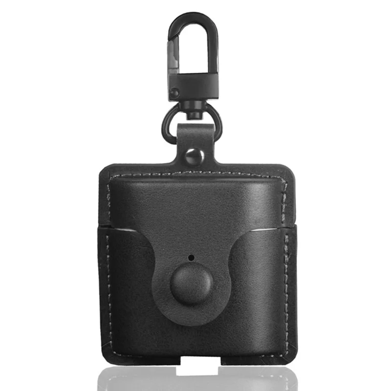 Protective Case for Xiaomi Redmi Bud 3 Anti-Drop Cover Bluetooth-compatible Headset Crazy Horse Textured Shockproof PU Leather Case with Hook - Black