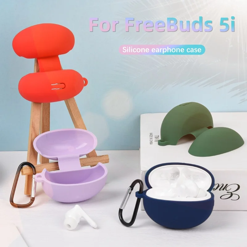 For Huawei FreeBuds 5i Bluetooth-compatible Earphone Silicone Protective Case Anti-drop Cover - Red
