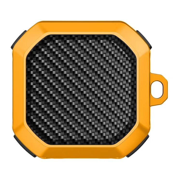 Para Samsung Buds en Vivo / Brotes2 / Buds 2 Pro / Buds Pro Anti-Drop Case Thunder Carbon Fiber Texture Earbuds Cubierta de Carcasa de Carga Soft TPU+PC Protector - Amarillo