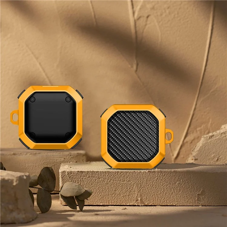 Para Samsung Buds en Vivo / Brotes2 / Buds 2 Pro / Buds Pro Anti-Drop Case Thunder Carbon Fiber Texture Earbuds Cubierta de Carcasa de Carga Soft TPU+PC Protector - Amarillo
