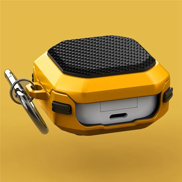 Para Samsung Buds en Vivo / Brotes2 / Buds 2 Pro / Buds Pro Anti-Drop Case Thunder Carbon Fiber Texture Earbuds Cubierta de Carcasa de Carga Soft TPU+PC Protector - Amarillo