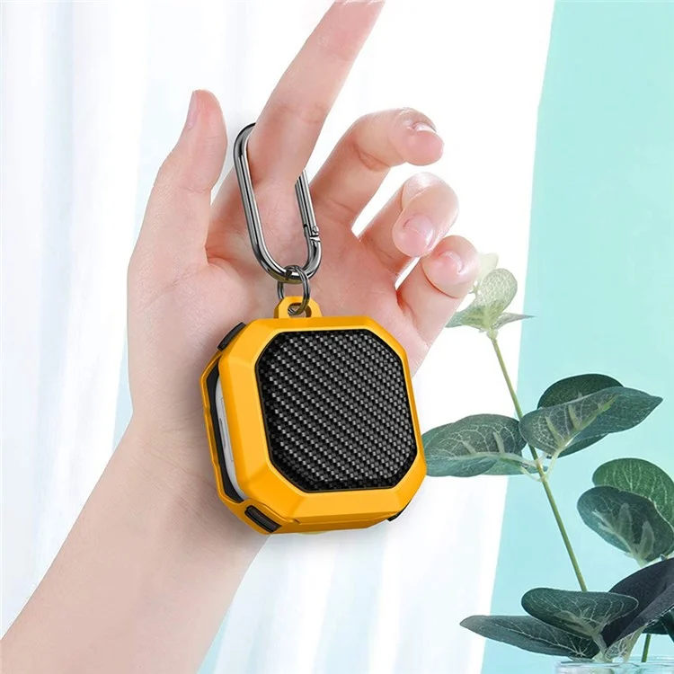 Para Samsung Buds en Vivo / Brotes2 / Buds 2 Pro / Buds Pro Anti-Drop Case Thunder Carbon Fiber Texture Earbuds Cubierta de Carcasa de Carga Soft TPU+PC Protector - Amarillo