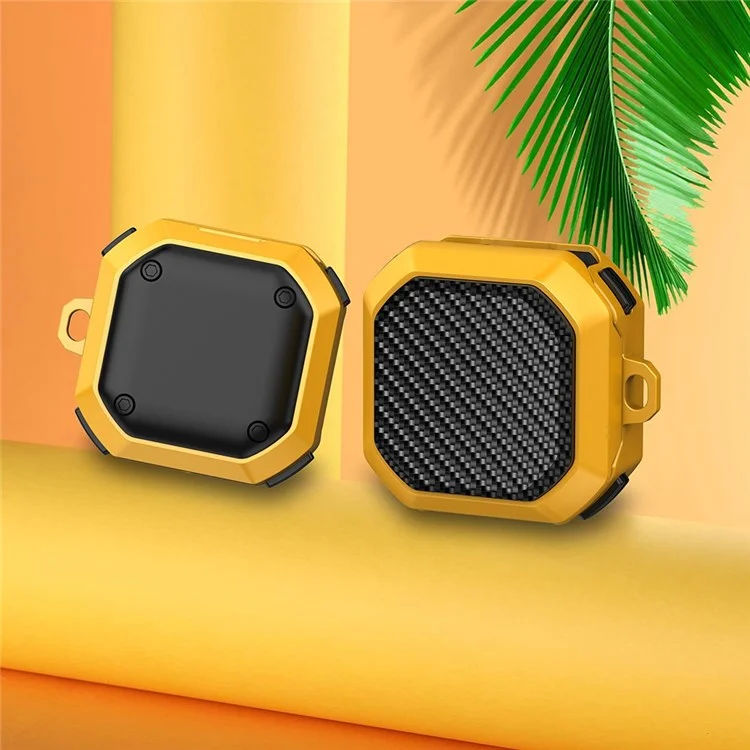 Para Samsung Buds en Vivo / Brotes2 / Buds 2 Pro / Buds Pro Anti-Drop Case Thunder Carbon Fiber Texture Earbuds Cubierta de Carcasa de Carga Soft TPU+PC Protector - Amarillo