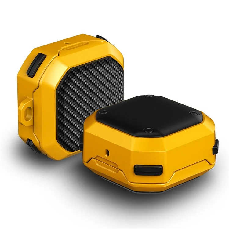 Para Samsung Buds en Vivo / Brotes2 / Buds 2 Pro / Buds Pro Anti-Drop Case Thunder Carbon Fiber Texture Earbuds Cubierta de Carcasa de Carga Soft TPU+PC Protector - Amarillo