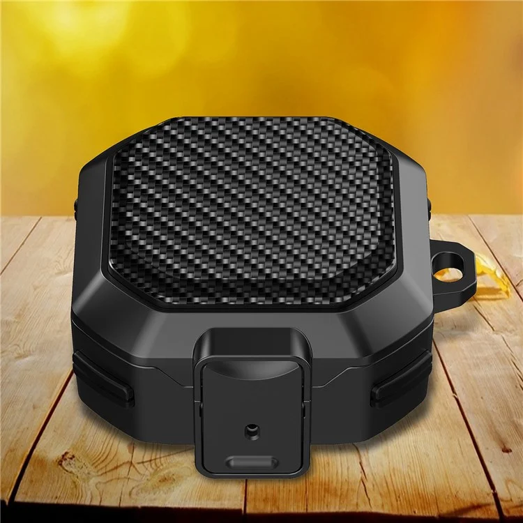 For Samsung Buds Live / Buds2 / Buds 2 Pro  / Buds Pro Carbon Fibre Texture Shockproof Case Earbuds Charging Case Cover Soft TPU+PC Headset Protector - Black