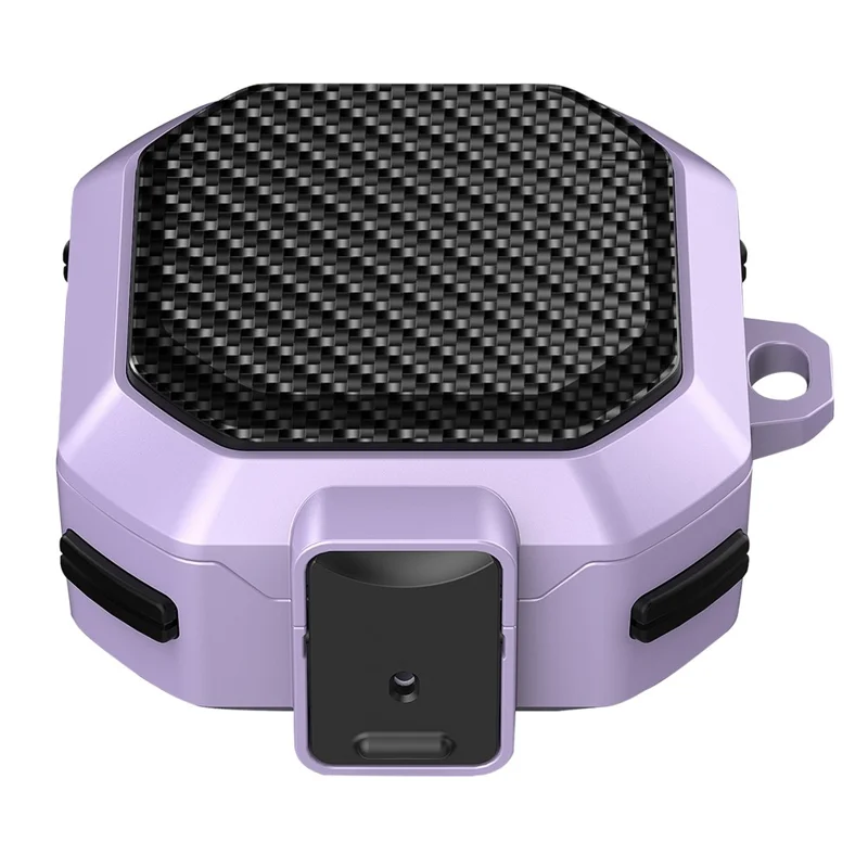 For Samsung Buds Live / Buds2 / Buds 2 Pro  / Buds Pro Carbon Fibre Texture Shockproof Case Earbuds Charging Case Cover Soft TPU+PC Headset Protector - Black Purple