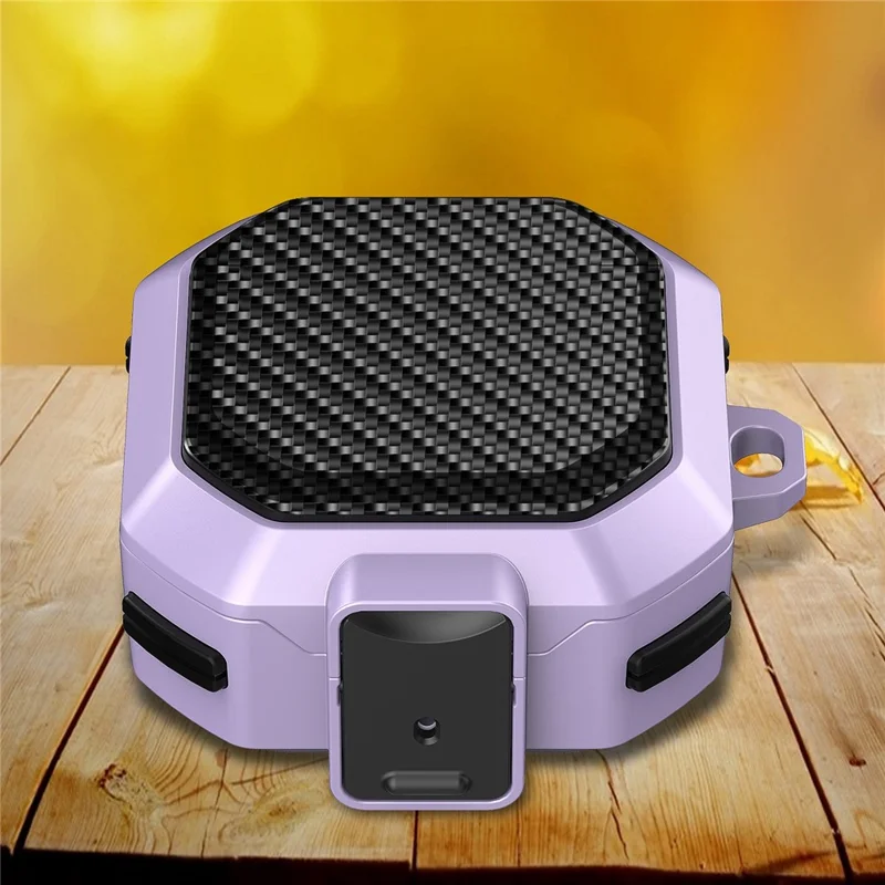 For Samsung Buds Live / Buds2 / Buds 2 Pro  / Buds Pro Carbon Fibre Texture Shockproof Case Earbuds Charging Case Cover Soft TPU+PC Headset Protector - Black Purple