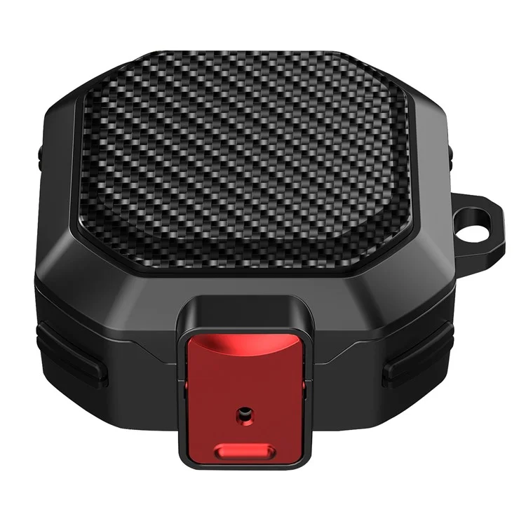 For Samsung Buds Live / Buds2 / Buds 2 Pro  / Buds Pro Carbon Fibre Texture Shockproof Case Earbuds Charging Case Cover Soft TPU+PC Headset Protector - Black Red Buckle