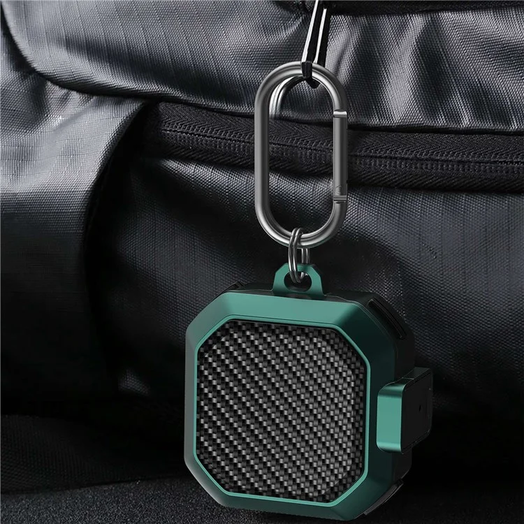 For Samsung Buds Live / Buds2 / Buds 2 Pro  / Buds Pro Carbon Fibre Texture Shockproof Case Earbuds Charging Case Cover Soft TPU+PC Headset Protector - Black Red Buckle