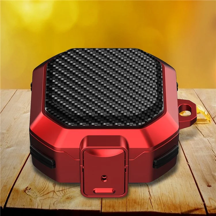 Per i Boccioli di Samsung Vivono / Buds2 / Buds 2 Pro / Buds Pro Carbon Fibre Texture Shock Audis Aurbuds Copertura di Ricarica Copertura Tpu Morm+pc Afferio - Rosso Nero