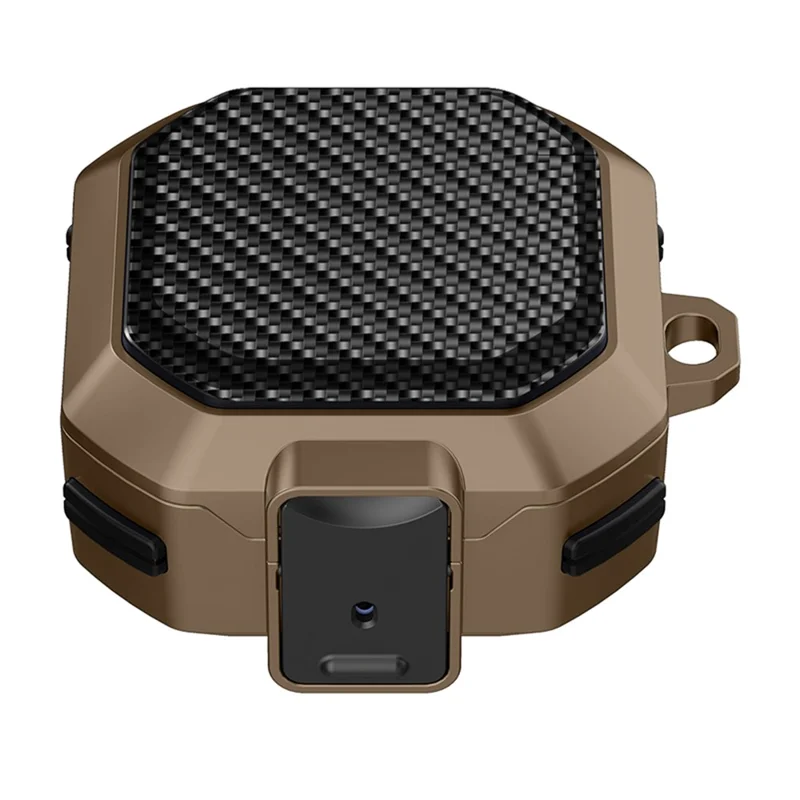 For Samsung Buds Live  /  Buds2  /  Buds 2 Pro   /  Buds Pro Carbon Fibre Texture Shockproof Case Earbuds Charging Case Cover Soft TPU+PC Headset Protector - Brown