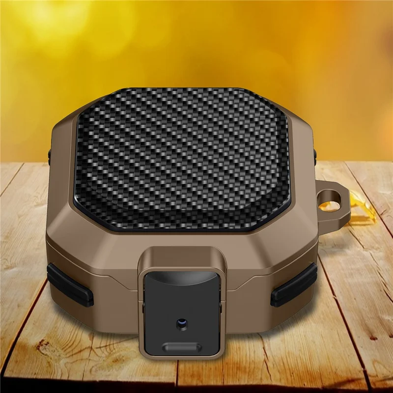 For Samsung Buds Live  /  Buds2  /  Buds 2 Pro   /  Buds Pro Carbon Fibre Texture Shockproof Case Earbuds Charging Case Cover Soft TPU+PC Headset Protector - Brown