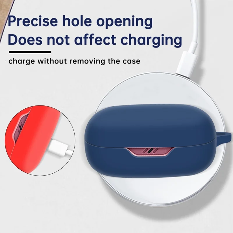 For JBL Wave 300TWS Bluetooth-compatible Earphone Anti-scratch Silicone Protective Case Anti-drop Cover - Black