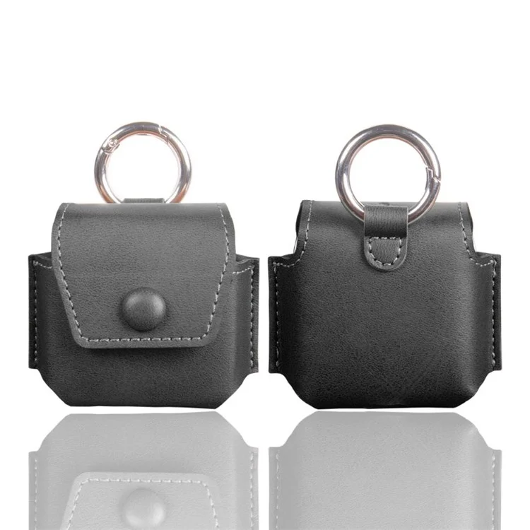 For Samsung Galaxy Buds2 / Buds Live / Buds Pro Bluetooth-compatible Earphone Crazy Horse Texture PU Leather Protective Bag Anti-scratch Anti-drop Cover - Black