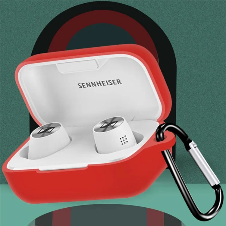 Capa de Silicone para Sennheiser MOMENTUM True 2 Fone de Ouvido à Prova de Poeira Capa Protetora Sem Fio Bluetooth Fones de Ouvido Caixa Macia (com Fivela Antiperda) - Preto