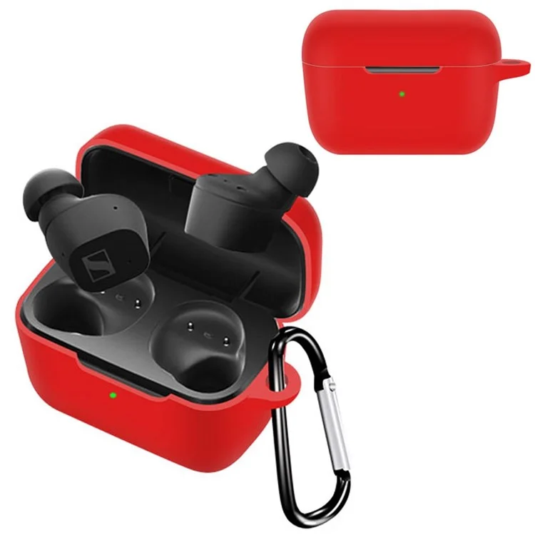 Capa Protetora de Manga para Fone de Ouvido Bluetooth Sennheiser CX True Wireless à Prova de Poeira de Silicone com Fivela Anti-Perda - Vermelho