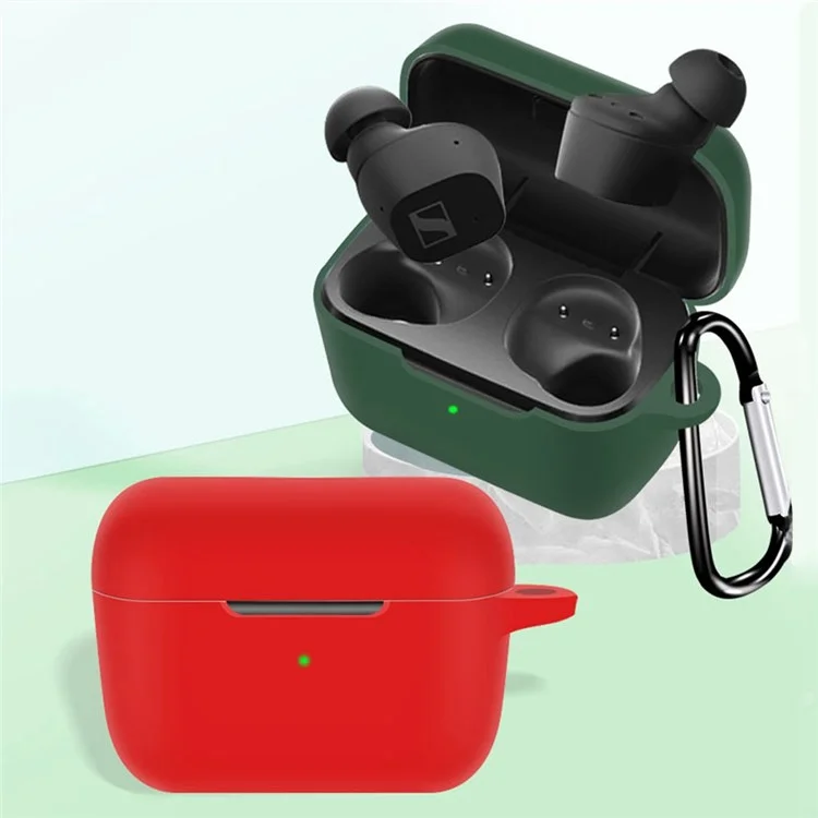Capa Protetora de Manga para Fone de Ouvido Bluetooth Sennheiser CX True Wireless à Prova de Poeira de Silicone com Fivela Anti-Perda - Vermelho