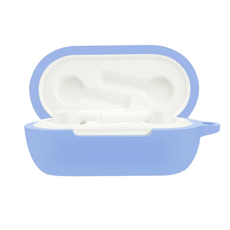 For OnePlus Buds Z2 Bluetooth-compatible Earphone Silicone Protective Case Drop-proof Cover with Anti-lost Buckle - Sky Blue