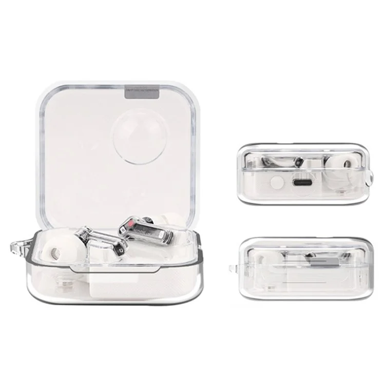 For Nothing Ear (1) Bluetooth-compatible Earphone Transparent Silicone Case Anti-scratch Protective Cover with Anti-lost Buckle