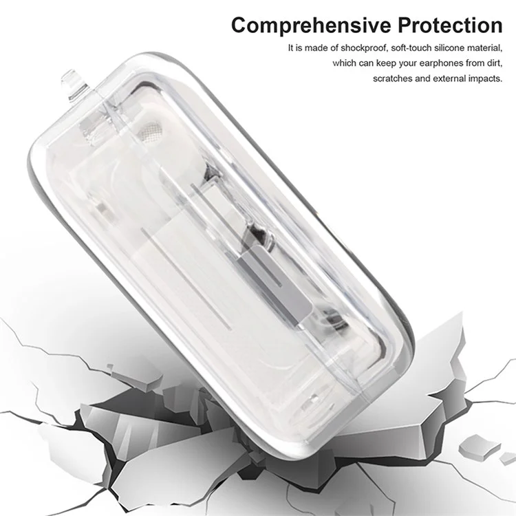 For Nothing Ear (1) Bluetooth-compatible Earphone Transparent Silicone Case Anti-scratch Protective Cover with Anti-lost Buckle